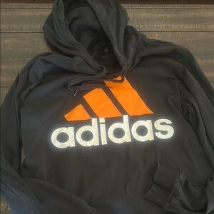 Mens Adidas Black Hoodie with Orange Logo